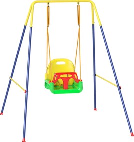 AIYAPLAY Leagăn 3-în-1 pentru Grădină, Leagăn pentru Bebeluși de Interior și Exterior, Înălțime Reglabilă, Cadru Pliabil din Oțel, Centură de Siguranță, Ușor de Montat, 9 Luni-8 Ani, Verde | Aosom Romania