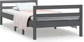 vidaXL Cadru de pat, gri, 90x200 cm, lemn masiv de pin