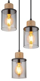 Lustra 3L design modern REID negru, fumuriu, maro inchis