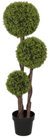 HOMCOM Plantă Artificială de Buxus cu 3 Sfere, Ghiveci Inclus și Bază Întărită, Ø19,5x115 cm, Verde | Aosom Romania