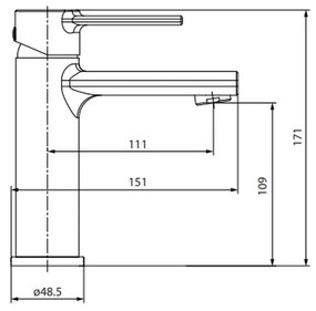 Baterie lavoar Cersanit Zip cu ventil inclus, crom lucios