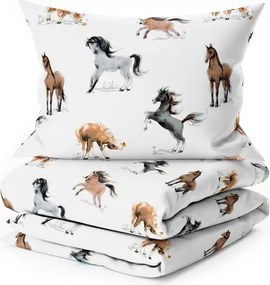 Lenjerie de pat din bumbac pentru patut HORSE DREAM alb Dimensiune lenjerie de pat: 45 x 65 cm | 90 x 135 cm