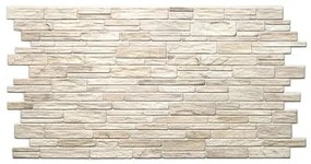 Panou decorativ, PVC, model piatra 3D, nuante crem, 96x48.5cm