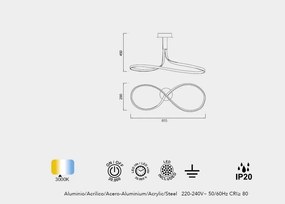 Lustra LED aplicata design modern NUR argintiu crom