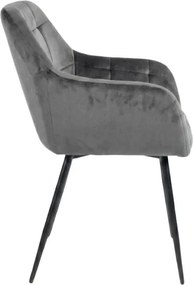 Fotoliu de sufragerie LOREN VELVET gri cu picioare negre