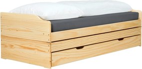 Pat extensibil FLOPY 90x200, stejar, lemn, cu somiera
