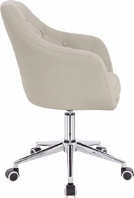 HR831K Scaun Ecru Piele Ecologica Premium Soft cu Bază Cromata