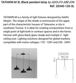 Lustra suspendata design modern TATAWIN M 3L, negru