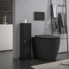HOMCOM Suport hârtie igienică mobilier baie 3 niveluri și suport hârtie, pentru spații mici, negru | Aosom Romania