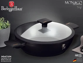 Cratiță cu capac 28 cm, 3.8 L Berlinger Haus BH 7090, Monaco Collection, cu strat de titan, pentru toate tipurile de plite