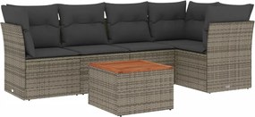 vidaXL Set mobilier grădină cu perne, 6 piese, gri, poliratan