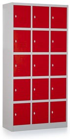 Dulap metalic - 15 cutii, 90 x 40 x 185 cm, roșu - ral 3000