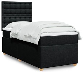 vidaXL Pat box spring cu saltea, negru, 100x200 cm, textil