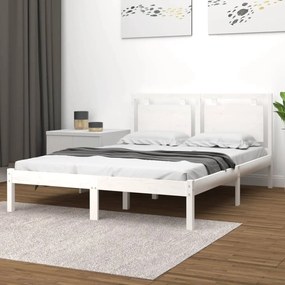 3105556 vidaXL Cadru de pat, alb, 200x200 cm, lemn masiv