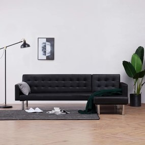 282229 vidaXL Canapea extensibilă în formă de L, negru, piele artificială