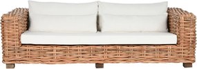 Set lounge exterior din rattan natural împletit, 4 piese cu canapea, 2 fotolii, măsuță și perne incluse, "Bahia"
