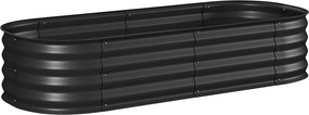 Outsunny Jardinieră înălțată parcelă pătrată pentru grădină din oțel modulabilă pentru legume, plante, flori, dim. 150 x 62 x 30 cm, negru | Aosom Romania