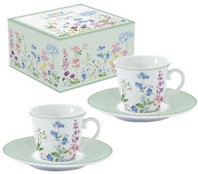 Set porțelan 2 cești și farfurii 80ml Floraison