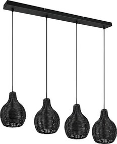 Reality - Lustră pe cablu SPROUT 4xE14/30W/230V negru/ratan