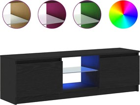 vidaXL Dulap TV cu LED stejar negru 120x30x36cm lemn prelucrat