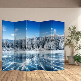 Paravan - Lacul înghețat și copacii înzăpeziți (210x170 cm)