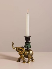 Suport lumanare din polirășină, „Golden Elephant”