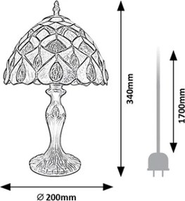 Brilagi - Lampă de masă Tiffany cu vitralii MARGARET 1xE14/40W/230V