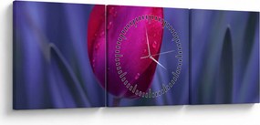 Tablou mugure de lalea (cu ceas) (90x30 cm)