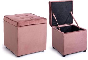 Set 2 pufi din catifea roz cu capac Bellville Blush Velvet Set2Pouf | PRIMERA COLLECTION