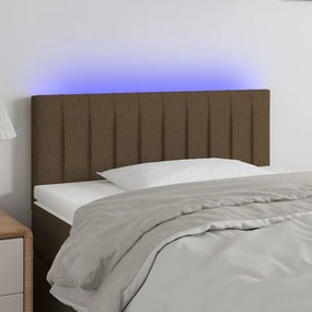 3121843 vidaXL Tăblie de pat cu LED, maro închis, 100x5x78/88 cm, textil
