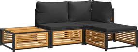 vidaXL Set canapele de grădină cu perne, 4 piese, lemn masiv de acacia