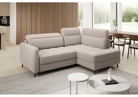 Colțar maro deschis extensibil/cu spațiu de depozitare cu tapițerie din catifea (cu colț pe partea dreaptă/în formă de ”L”) Barea – ELTAP