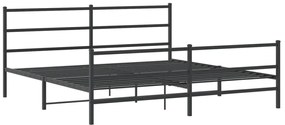 355388 vidaXL Cadru pat metalic cu tăblii de cap/picioare , negru, 183x213 cm