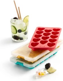 Forma cuburi de gheata cu capac Lekue 1010245, 23x11,8x3 cm, 11 stele, Stearin, -40°C / +60°C, Galben