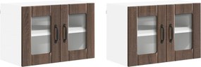 vidaXL Dulapuri de perete pentru bucătărie cu ușă 2 pcs Stejar închis