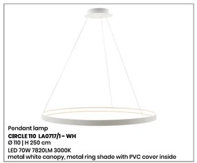 Lustra LED suspendata design modern circular CIRCLE 110, alb LA0717/1 - WH ZL