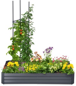Outsunny Pat de grădină jardinieră rectangular din metal cu tuteuri pentru roșii și plante cățărătoare 180 x 90 x 29,5 cm | Aosom Romania