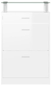 Pantofar, alb extralucios, 63x24x104 cm, lemn prelucrat