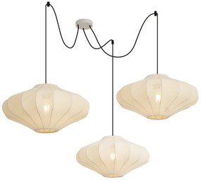 Lampă suspendată Japandi bej 50cm cu 3 lumini - Plu