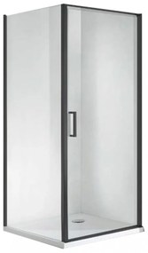 Cabină de duș pătrată Quadrum Black cu 1 ușă, cu finisaj Easy Clean, fără cădiță de duș