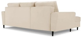 Colțar bej extensibil, cu spațiu de depozitare cu tapițerie din catifea reiată (cu colț pe partea stângă, cu șezlong) Kyoto – Cosmopolitan Design