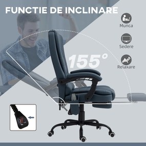 Vinsetto Fotoliu Ergonomic de Birou cu 7 Puncte de Masaj, Suport pentru Picioare și Înălțime Reglabilă, 67x67x111-121 cm, Albastru | Aosom Romania