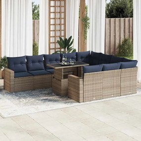vidaXL Set canapele grădină cu perne 11 piese, gri, poliratan/acacia