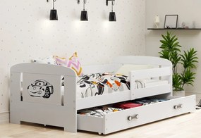 Supermobel Pat pentru copii FILIP P1S P1 + SD + saltea + somieră GRATIS, 80x160 cm, alb/auto