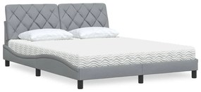 vidaXL Pat cu saltea, gri deschis, 160x200 cm, textil