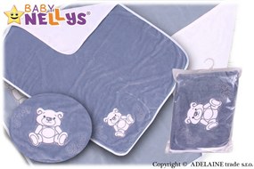 Baby Nellys Pătură / velur - ursuleț - crem - gri