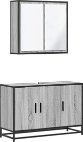 vidaXL Set mobilier de baie, 2 piese, gri sonoma, lemn prelucrat