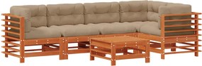 vidaXL Set de lounge pentru grădină 6 pcs Maro Ceară Lemn masiv de pin