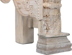 Consolă hol sculptată din lemn de mango, natur, cu coloane, friză cu dentili și panouri cu rozete, 91 x 182 x 54 cm, „Emperia”