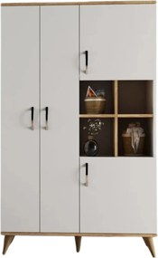 Dulap GRD0103, alb/stejar, PAL melaminat, cu 4 usi, 106x47x174 cm